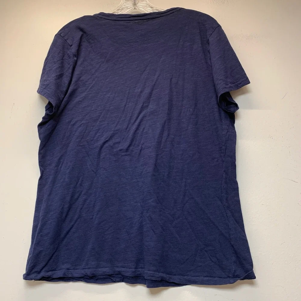Michael Kors T-Shirt Women XL Navy Blue Excellent City Graphic Slub Knit Tee